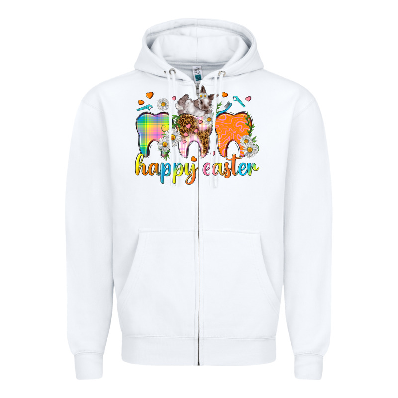Happy Easter Dental Easter Day Zipper Hoodie by HowdyJamesFarm | Teevron
