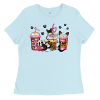 Baby Blue cat mom coffee Ladies Tee - Jasminsmagicworld