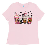 Bubblegum Pink cat mom coffee Ladies Tee - Jasminsmagicworld