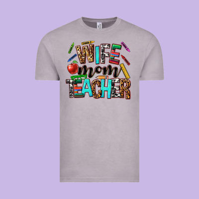 Wife Mom Teacher Vintage Tee Designed By Nancycooperartshop