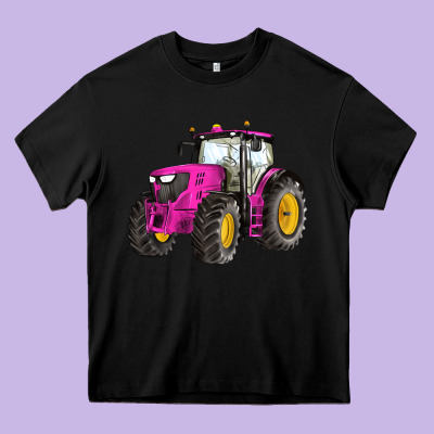 Western Farm Tractor Pink Heavy Core Tee Designed By Artiststas