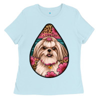 Baby Blue shih tzu teardrop earrings Ladies Tee - Artiststas