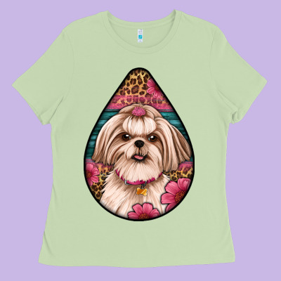 Shih Tzu Teardrop Earrings Ladies Tee Designed By Artiststas