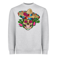 Heather Grey mexican skull sombrero roses cactus serape Heavyweight Sweatshirt - Artiststas