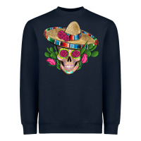Navy mexican skull sombrero roses cactus serape Heavyweight Sweatshirt - Artiststas