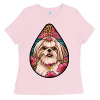 Bubblegum Pink shih tzu teardrop earrings Ladies Tee - Artiststas