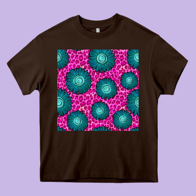Floral Pink Leopard Seamless Pattern Heavy Core Tee Designed By Bundleandbundleshop