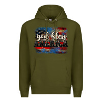Army Green God bless America  4th of July Premium Hoodie - CowGirlArtShop