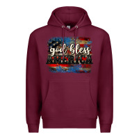 Burgundy God bless America  4th of July Premium Hoodie - CowGirlArtShop