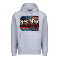 Heather Grey God bless America  4th of July Premium Hoodie - CowGirlArtShop