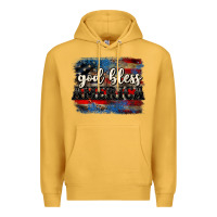 Mustard God bless America  4th of July Premium Hoodie - CowGirlArtShop