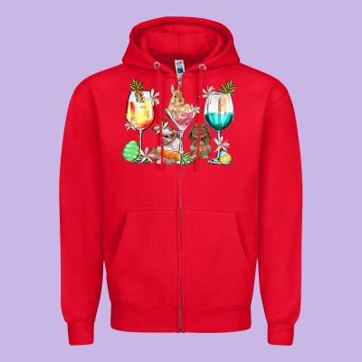 Easter Wine Glasses Easter Day Zipper Hoodie Designed By Howdyjamesfarm
