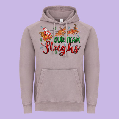 Our Team Sleigh Vintage Hoodie Designed By Maliassmallbusiness