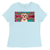 Baby Blue shih tzu license plate Ladies Tee - Artiststas