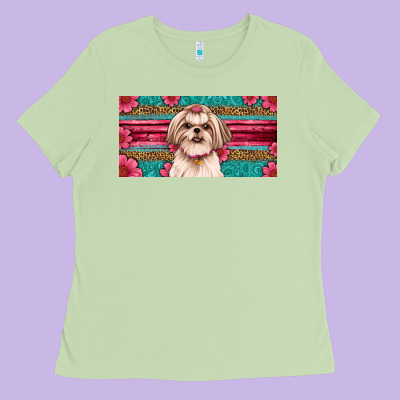 Shih Tzu License Plate Ladies Tee Designed By Artiststas