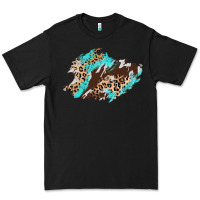 Black cowhide leopard turquoise patch Premium Tee - AdoDesignShop