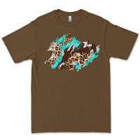 Cacao cowhide leopard turquoise patch Premium Tee - AdoDesignShop
