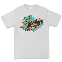 Dove Grey cowhide leopard turquoise patch Premium Tee - AdoDesignShop
