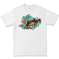 White cowhide leopard turquoise patch Premium Tee - AdoDesignShop