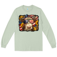 Matcha Western 4th Of July Cow Background Long Sleeve Tee - LillyAllenDesigns