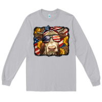 Moon Dust Western 4th Of July Cow Background Long Sleeve Tee - LillyAllenDesigns