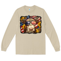 Mushroom Western 4th Of July Cow Background Long Sleeve Tee - LillyAllenDesigns