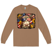 Toasted Coconut Western 4th Of July Cow Background Long Sleeve Tee - LillyAllenDesigns