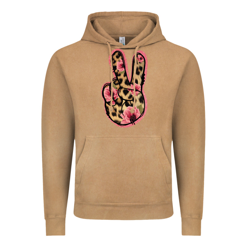 Floral Leopard Peace Sign Vintage Hoodie by Jasminsmagicworld | Teevron