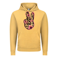 Vintage Mustard Floral Leopard Peace Sign Vintage Hoodie - Jasminsmagicworld