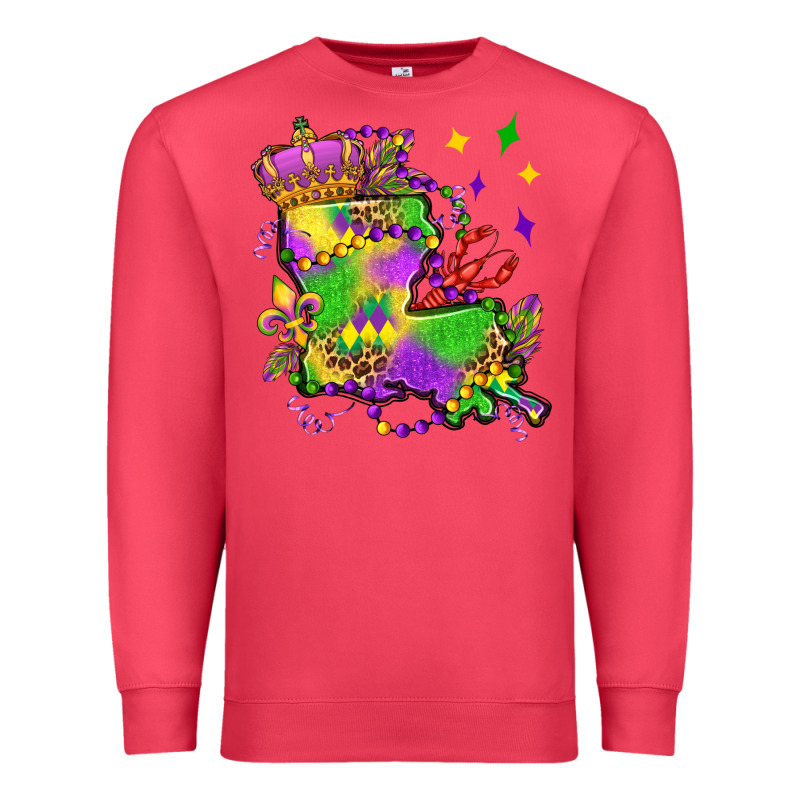 Louisiana Map Mardi Gras Olivia Premium Sweatshirt by OliviaCreatesArt | Teevron