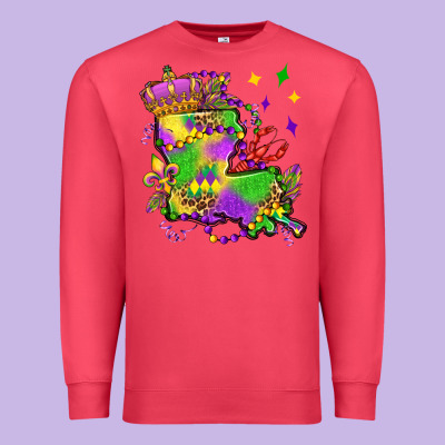 Louisiana Map Mardi Gras Olivia Premium Sweatshirt Designed By Oliviacreatesart