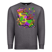 Charcoal Heather louisiana map mardi gras olivia Premium Sweatshirt - OliviaCreatesArt