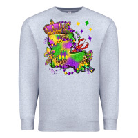 Heather Grey louisiana map mardi gras olivia Premium Sweatshirt - OliviaCreatesArt