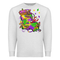 Oatmeal Heather louisiana map mardi gras olivia Premium Sweatshirt - OliviaCreatesArt