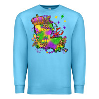 Ocean Blue louisiana map mardi gras olivia Premium Sweatshirt - OliviaCreatesArt