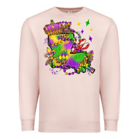 Pale Pink louisiana map mardi gras olivia Premium Sweatshirt - OliviaCreatesArt