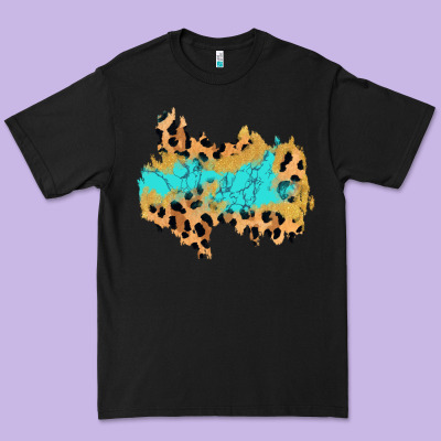 Glitter Leopard Turquoise Patch Premium Tee Designed By Adodesignshop