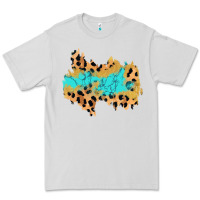 Dove Grey glitter leopard turquoise patch Premium Tee - AdoDesignShop