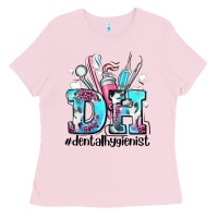 Bubblegum Pink d h dental hygienist Ladies Tee - AdoDesignShop