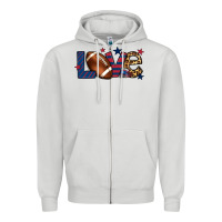 Dove Grey Love Football team color red blue 4th of july Zipper Hoodie - HowdyJamesFarm