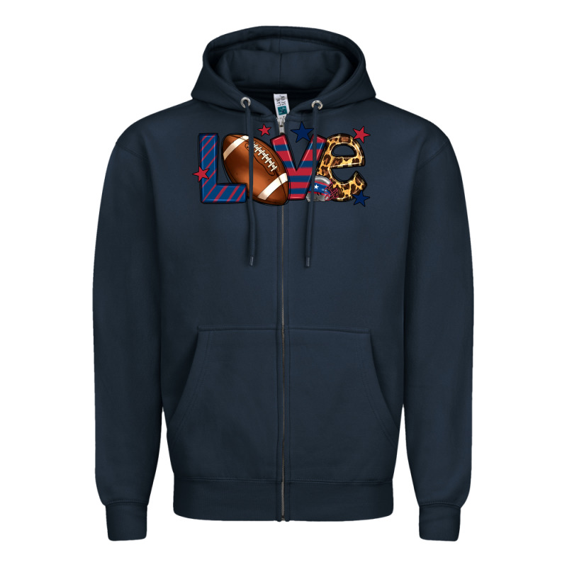 Love Football Team Color Red Blue 4th Of July Zipper Hoodie by HowdyJamesFarm | Teevron