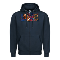 Navy Love Football team color red blue 4th of july Zipper Hoodie - HowdyJamesFarm