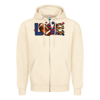 Sandshell Love Football team color red blue 4th of july Zipper Hoodie - HowdyJamesFarm