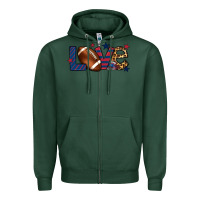 Sports Green Love Football team color red blue 4th of july Zipper Hoodie - HowdyJamesFarm