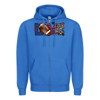 True Royal Love Football team color red blue 4th of july Zipper Hoodie - HowdyJamesFarm