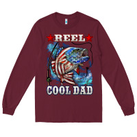 Burgundy Reel Cool Dad Bass 4th of July Long Sleeve Tee - LillyAllenDesigns