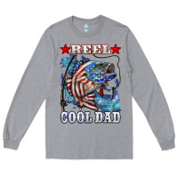 Heather Grey Reel Cool Dad Bass 4th of July Long Sleeve Tee - LillyAllenDesigns