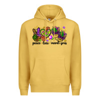 Antique Gold Peace Love Mardi Gras Premium Hoodie - HowdyJamesFarm