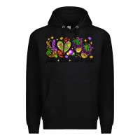 Black Peace Love Mardi Gras Premium Hoodie - HowdyJamesFarm