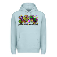 Blue Mist Peace Love Mardi Gras Premium Hoodie - HowdyJamesFarm